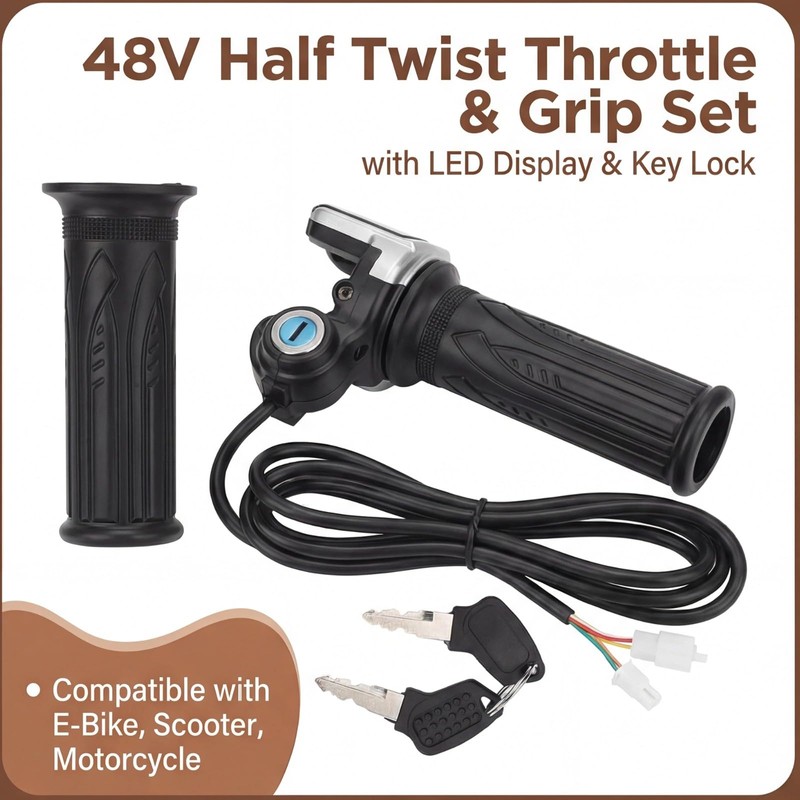 Lausixy 48V Electric Bike Half Twist Throttle, LED Display Throttle