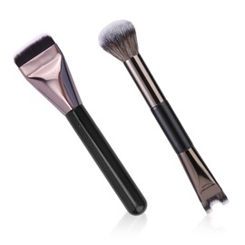 2pcs 2-in-1 Nose Contour Brush Set, Sculpting Dual-End Nose Brushes with Flat Brush Dual Head Makeup Tools for Sculpting and Defining Noses Contour