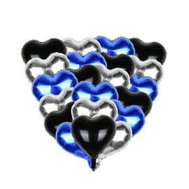 Meetppy 18PCS Black Blue Silver Foil Mylar Heart Shape Balloons Decorations Valentines Birthday Wedding Baby Shower Party(18Inch)