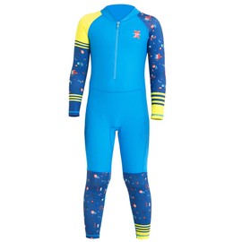 Boys Sunsuit Long Sleeve Swimwear UV Sun Protective Rash Guard One-Piece Wetsuit Bodysuit Swimsuit Blue S