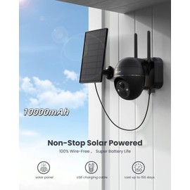 Security Cameras Wireless Outdoor, 2K Solar Security Camera System 360° PTZ with Spotlight & Siren, ieGeek 2.4Ghz Outdoor Security Cameras,Color Night Vision, Work with Alexa, PIR, 2-Way Talk, IP65