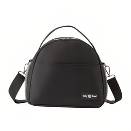 Taoluwin Insulated Lunch Bag, Semi-Circle Thermal Lunch Tote Bag with Anti-Slip Shoulder Strap, Leakproof & Waterproof Lunch Box Soft Cooler for Work, School, Picnic (Black)