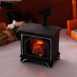 Gnome Accessories, Christmas LED Gnome Fire Pit, Miniature Christmas Campfire, Wooden Dollhouse Fireplace, Mini Fairy Dollhouse Decoration, Miniature Furniture Accessories for Children, Toys