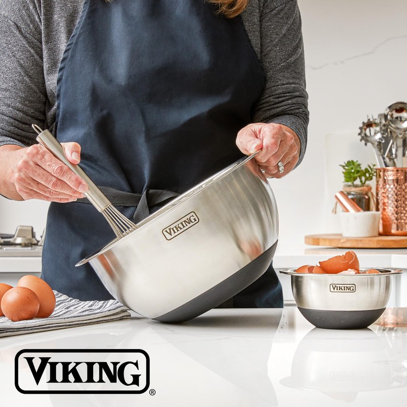 Viking Mixing Bowls Set, 10 Piece Stainless Steel Kitchen Cookware,