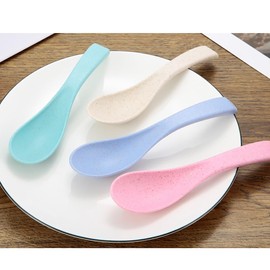 HugeDE 12 Pcs Reusable Dinner Spoons Portable Travel Spoons Plastic Cutlery Spoons Lightweight Tea Spoons Rice Dessert Spoons Soup Tasting Spoons
