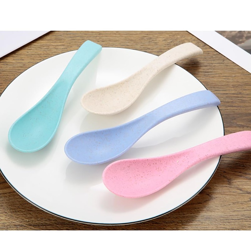 HugeDE 12 Pcs Reusable Dinner Spoons Portable Travel Spoons Plastic