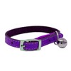 Cat Collar Real Leather with Safety Elastic, Bell, Available (Purple)