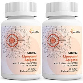 Cenffitio Liposomal apigenin 500mg Softgels - Optimal Apigenin Supplement with Fisetin, Quercetin and Theaflavins - 4 Month Supply