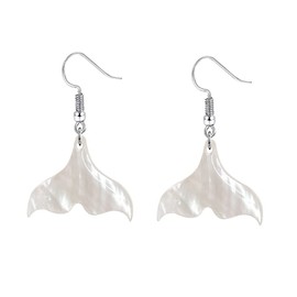 AMOR SPES 1 Pair Natural Seashell Dangle Earrings Beach Jewelry Gifts for Women for Party Summer Earrings For Women Mermaid Drop Earrings (White)