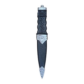 Kilts Boutique Traditional Scottish Sgian Dubh Dummy, Black Handle with Silver Fittings, Highland Dress Accessory