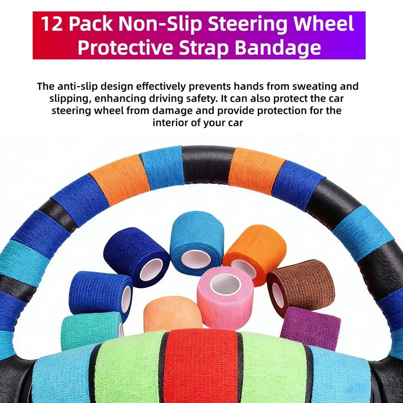 Car Steering Wheel Cover Wrap Tape, Breathable Vehicle Interior Accessories,