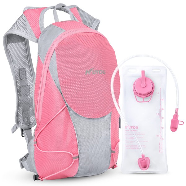 Hydration Pack for Kids Hydration Water Backpack with 1.5L Hydration Bladder Lightweight Insulated Water Pack for Festivals Raves Hiking Biking Climbing Running (Pink)