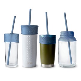 GoSili Universal Drink Covers 2pk - Cup Covers for Drinks for Safety, Drink Protection Covers with Reusable Silicone Straw, Silicone Lid for Cups, Purple/Rose