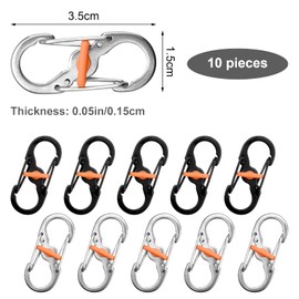 KQDRAVINE Double Carabiner Mini Carabiner, Pack of 10 S Carabiner Small Outdoor Camping Carabiner Hook Small for Backpack, Anti Theft & Drop Mini Carabiner Made of Stainless Steel