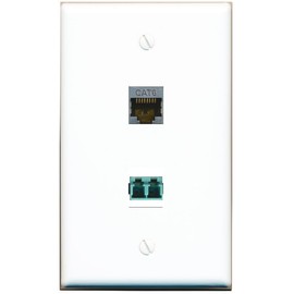 RiteAV CAT6-SHIELDED LC 10GB Fiber Duplex Wall Plate Flat/Solid [White]