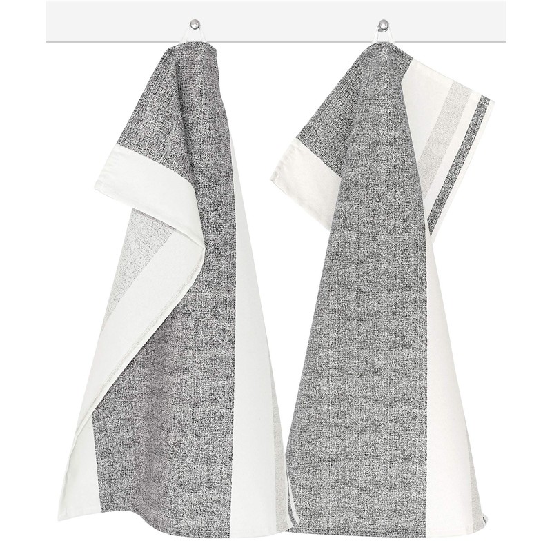 Lashuma Kitchen Towels Rustic Grey Beige Striped 48 x 68
