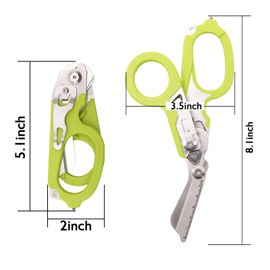 Elegital Emergency Response Shears, Stainless Steel Foldable Scissors Pliers, Outdoor Camping Rescue Scissors Tools (Green)