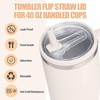 2 Pack 40 oz Tumbler Flip Straw Lid Replacement,Push-Button Flip