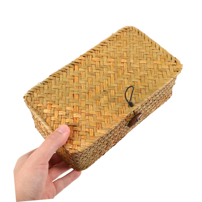 WHAMVOX Seagrass Woven Storage Bins Rustic Desktop Basket Sundries Organizer