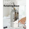 Asayuee 360 Rotating Makeup Brush Holder Organizer with Lid (White