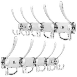 WEBI Coat Rack Wall Mount,Coat Hooks Wall Mount,Coat Hanger Wall,Hook Rack,Wall Coat Rack,5 Triple Hooks for Hanging Coats,Jacket,Clothes,Chrome,2 Packs