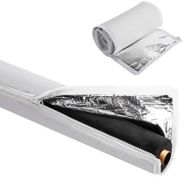 Nkiy Quen 3-Layer Zipper HVAC Copper Pipe Insulation Cover,72x10.2 in 600D AC Pipe Insulation Covers for Outside,White Gray Copper Line Insulation Sleeve for Central Air Conditioning Mini Splits