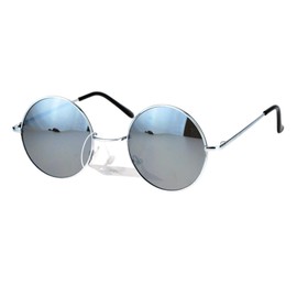 Reflective Color Mirrored Hippie Groove Round Circle Lens Retro Sunglasses Silver Mirror