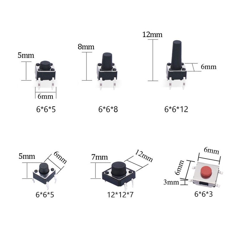 Taiss 260 Pieces Tactile Push Button Switch Kit Tactile Push