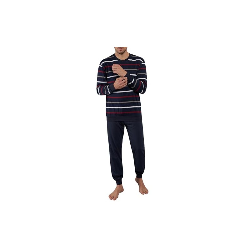 Götzburg Men's 2-Piece Pyjamas Long, Blue-dark rings., 3xl