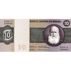 Grr-billete De Brasil 10 Cruzeiros 1980 - D. Pedro I I                                                                                                
