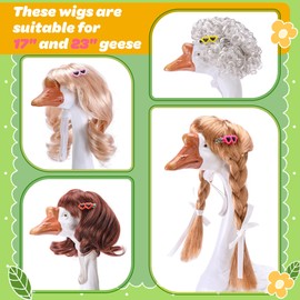 DECOHS 4 Pcs Porch Goose Wigs with Hair Clips, Cute Lawn Goose Statue Braid Wig, Porch Goose Outfits Costume for Outdoor Garden Patio Yard Goosey Decoration