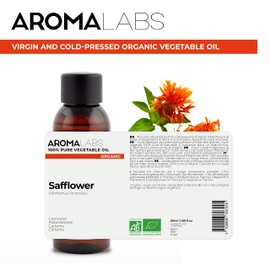 ORGANIC - SAFFLOWER Oil - 50mL - 100% Pure, Natural, Cold Pressed and AB Certified - AROMA LABS (French Brand)