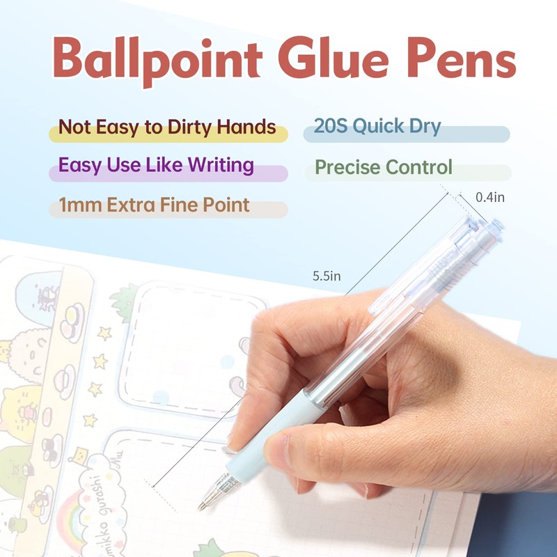 Vamoseehi Quick Dry Glue Pen, Ballpoint Roller Glue Pen Set,