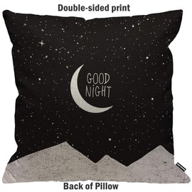 HGOD DESIGNS Cushion Cover Night Sky Moon Stars Mountain Good Night,Throw Pillow Case Home Decorative for Men/Women Living Room Bedroom Sofa Chair 18X18 Inch Pillowcase 45X45cm