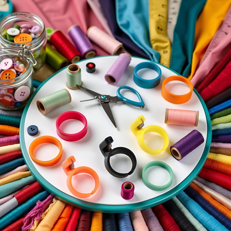 3Pcs Multicolour Plastic Thimble Sewing Ring,Thread Cutter Rings Finger Blade