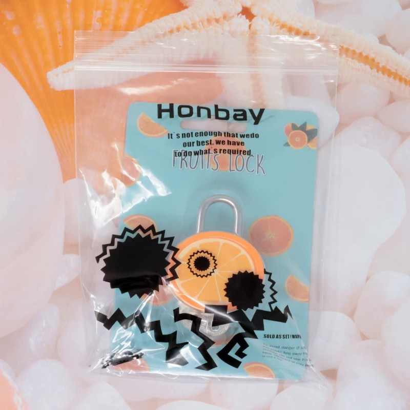Honbay Cute Orange Fruit Padlock Mini Padlock Lock with Keys