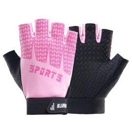 VINWO Girls Fingerless Bike Gloves, Sport Gloves for 4-10 Year Girls Monkey Bars Rock Climbing Cycling Work Out Biking (Pink, Small for 4-7 Y)