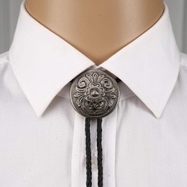 HOEACXY Mens Bolo Tie Native American Cowboy Retro Vintage Flower Bola Ties Handmade Necktie Costume Accessories