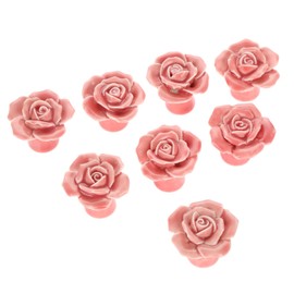 Knobs for Chest of Drawers Closet Cabinet Cupboard Pull Handle Door Knobs Pink Modern Ceramic Rose Flower 8Pcs