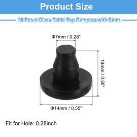 uxcell 38Pcs Glass Table Top Bumpers with Stem, 7mm/0.28" Rubber Bumper Grippers Anti Slip Table Spacers for Patio Cabinet Furniture (Fits 9/32Inch Hole), Black