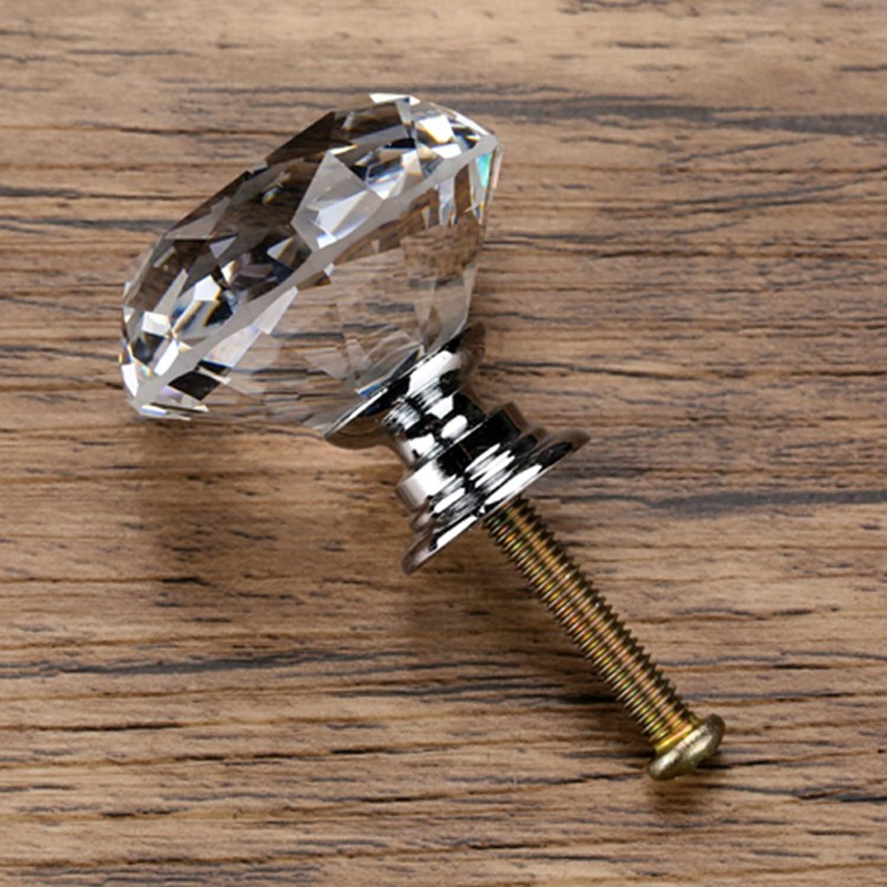 10 Pack Drawer Knobs, 40mm Diamond Shaped Crystal Glass Cabinet