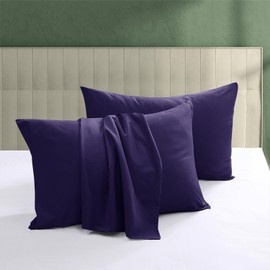 AL NOOR HOME Premium Navy Blue 4 Pack Pillowcases - 100% Egyptian Cotton with 200 Thread Count - Envelope Closure - Hotel Quality Wrinkle Free Soft and Breathable Pillow Covers