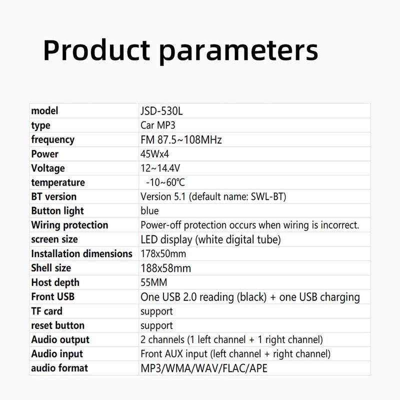 BONRYAN Car Radio Bluetooth Hands-Free Kit for MP3 Player USB