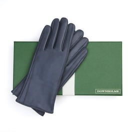 Downholme Classic Leather Gloves with Cashmere Lining - For Women, darkblue