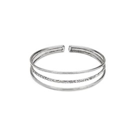 Vestopazzo Bracelet band bangle with 3 lines worked in silver.Nickel tested.Craftsmanship.Unisex, Taglia Unica, Sterling Silver, No Gemstone
