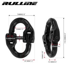 RULLINE 2-Pack 1/2" Heavy-Duty Safety Chain Connector: G80 Tow Hitch Hammerlock Coupling Link with 12000 lbs Load Capacity