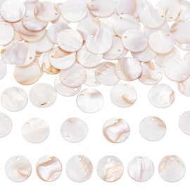 UNICRAFTALE Pack of 70 Shell Pendants White Capiz Shells 20 mm Flat Round Natural Pendant Sea Ocean Summer Disc Charm for Jewellery Making Wind Chime Earring Accessories