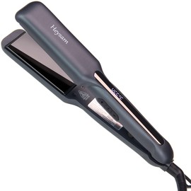 HEYSAM Flat Iron Hair Straightener 1.6-inch Wide, Dual Voltage Professional Hair Straightening Iron, Graphene Ceramic Tourmaline Hair Curler for Sleek & Smooth, LCD Display, 30S Fast Heating