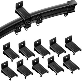 TOKPLNU Wall Mount Brackets for Flexible Curtain Track, Bendable Curved Curtain Rail Wall Mounting Hardware, Black 10 Pack