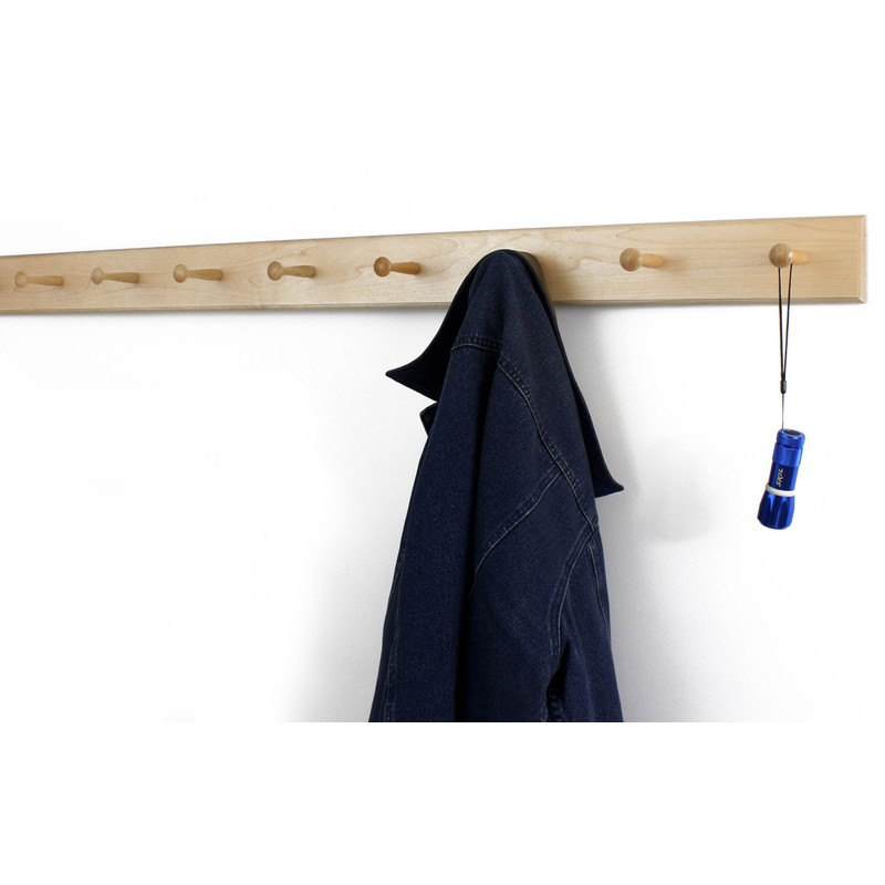Solid Maple Shaker Peg Rack (Natural, 18" x 3.5" with